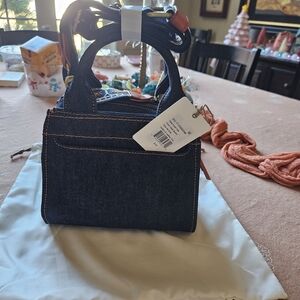 Hobo Cass Small Tote In Denim Fabric - Dark Denim NWT